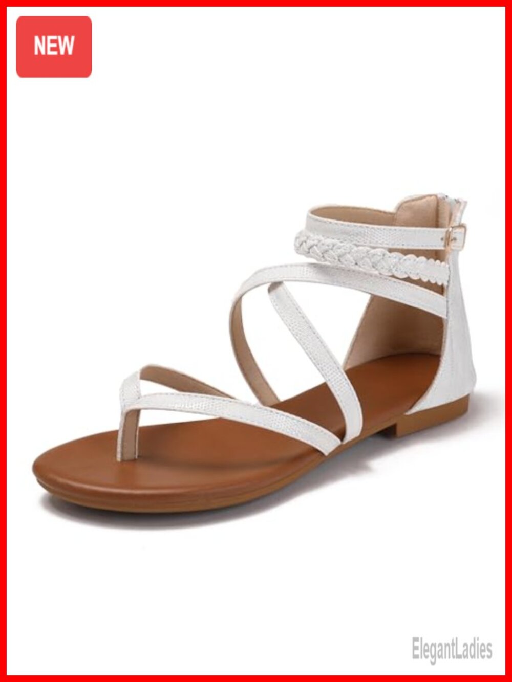 Strappy Flat Sandals with Sparkly Crossover Straps Casual Gladiator Shoes Open